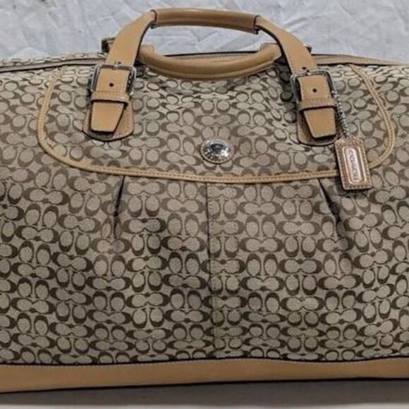 P1993-Holiday/Travel Special Coach Canvas/Leather Voyager Weekender with Strap - Picture 3 of 11